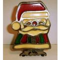 VTG Cast Iron Faux Stained Glass Santa Clause T...
