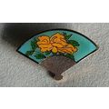 Enamelled Gold Tone Fan Shaped Brooch