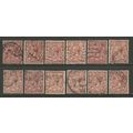 GB 1912 - 24 KGV 1 1/2d Brown x 12 Variety/shad...