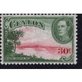 Ceylon Sg393 30c Carmine & Green wmk sideways m...