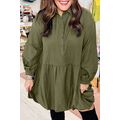 Four Leaf Clover Plus Size Collar Half Button L...