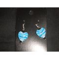 White & blue love heart crystal glass drop earr...