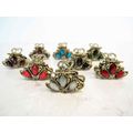 small mini metal jeweled antique bronze hair cl...