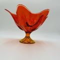 Viking Art Glass MCM Footed Amberina Orange Com...