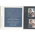 GB stamps 1981 Presentation Pack - SG 1160-1161 - Charles & Diana Wedding
