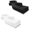 Black White Leather* 5 Pc Wave Sectional Recept...