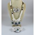White Seed Beaded Mop/ abalone Necklace Bracele...