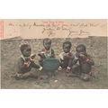 Young Zulus At Dinner African Children Old Post...