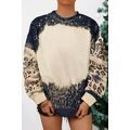 Black Tie Dye Leopard Drop Shoulder Sweatshirt