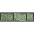 GB 1912 KGV 1/2d Green x 5 Wmk 49 ( T267 )