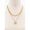 New Eye Charm Rhinestone Layered Necklace & Ear...