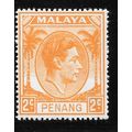 PENANG MALAYA 1949 KG6 2c SG4 4 SG ORANGE MINT ...