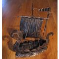 VINTAGE MID CENTURY VIKING SHIP BLACK SILVER 10...