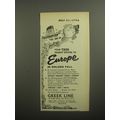 1956 Greek Line Cruise Ad - Your twin tourist routes to Europe