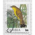 ZAMBIA 1987 BIRDS YELLOW SWAMP WARBLER SURCHARG...