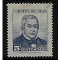 CHILE 1960 PORTRAITS 5c BLUE M MONTT SG 493 FIN...