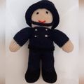 Handcrafted policeman knitted bear doll new