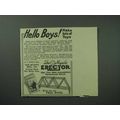1913 Mysto Erector Toy Ad - Hello Boys