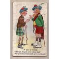2 SCOTSMEN, 'WAR OF WORDS' .used antique postca...