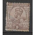 INDIA 1922 1a CHOCOLATE SG 197 FINE USED#