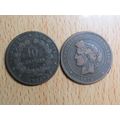 France Republic 1872K 10 Centimes Coin