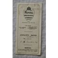 1937 Royal Insurance Annuity Bond, Pelham Carey...