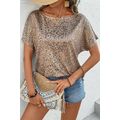 Parchment Shimmer Leopard Print Dolman Sleeve T...