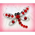 Summer Gift Bright Red Crystal Dragonfly Brooch...