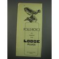 1949 Lodge Spark Plugs Ad - Rolls-Royce are supplied with Lodge Plugs