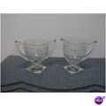 Vintage Flower Cut Glass Creamer & Sugar Bowl Set