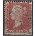 1858 SG43 1d Red Plate 101 Good/Fine Used Check...