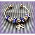 Love Knot Charm Purple Euro Bead Silver Plated ...
