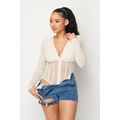 Women's Fishnet Sheer Mesh Back Deep V Neck Bod...