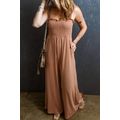Dusty Pink Ruffled Shirred Wide Leg Sleeveless ...