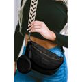 Black Colorblock Strap Chain Shoulder Bag With ...