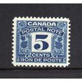 Canada - 5c Blue Postal Note Stamp, Mint Hinged