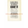 Sadler's Wells, Henry IV, Advert, 1846, Book Il...