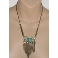 Cruise Club - Aqua & Brass Necklace with Linked...