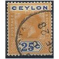 Ceylon 1921 SG351 25c Orange-Yellow & Blue.Fine...
