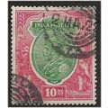 India 1913 SG189 10 Rupees Green & Scarlet Fine...