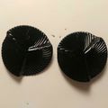 Black Ribbed Earrings Wave Style Black Enamel P...
