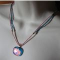 Dichroice Fused Glass Pendant & Glass Bead Hand...