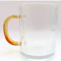 Ridged Glass Mug with Peach Handle 10 CM Cold D...