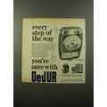 1954 DeJur 8mm Movie Projector, Camera and Exposure Meter Ad - Every step