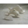 Dolphin pod white marble carved