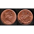 Australia Two Cent 1966 Used Coin Frilled neck-...