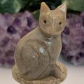 Soapstone Cat Figurine Crystal Carving Sitting ...