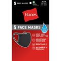 5 Pack - Hanes Black 100% Cotton Face Mask Reus...