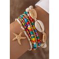 Multicolour 7pcs Starfish Seashell Beaded Brace...