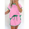 Bonbon Colorblock Edge Drop Shoulder T Shirt an...